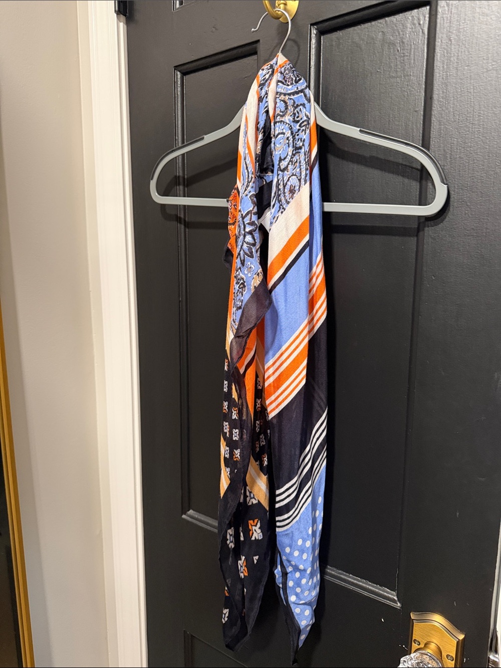J. Jill Navy, Orange, and Blue Patterned Scarf